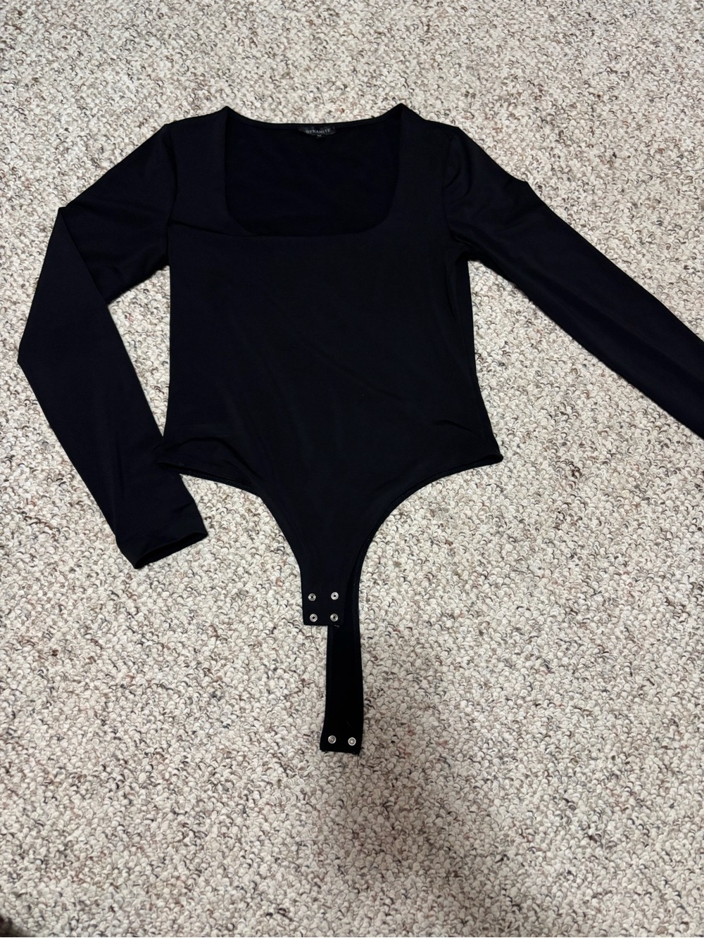 Dynamite Black Long Sleeve Square Neck Bodysuit